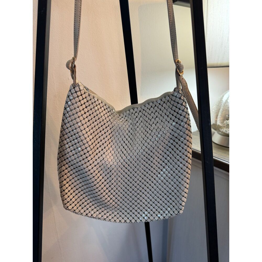 Vintage metal mesh Whiting and Davis white handbag
